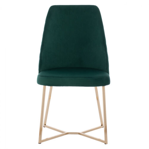 Scaun catifea picioare metalice verde smarald 49x62x93 cm