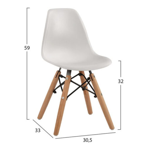 Scaun pentru copii plastic lemn alb 30.5x33x59 cm2
