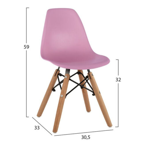 Scaun pentru copii plastic lemn roz 30.5x33x59 cm2