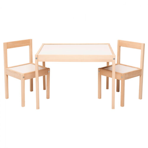 Set masuta cu 2 scaune copii lemn alb natur 63x48.5x45 cm 1