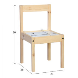 Set masuta cu 2 scaune copii lemn alb natur 63x48.5x45 cm2