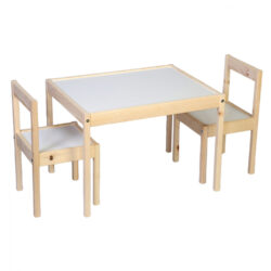 Set masuta cu 2 scaune copii lemn alb natur 63x48.5x45 cm4