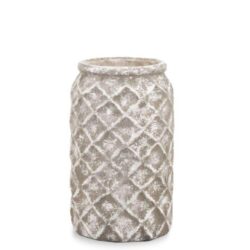 Vaza ceramica model romburi gri antichizat 30x18 cm