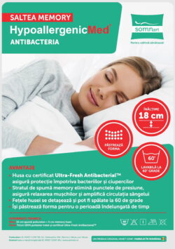 eticheta carton saltea hypoallergenicmed cu memorie antibacteria