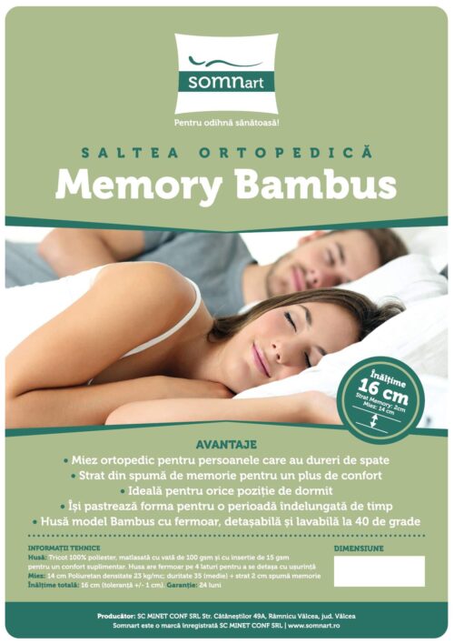 saltea ortopedica memory bambus somnart