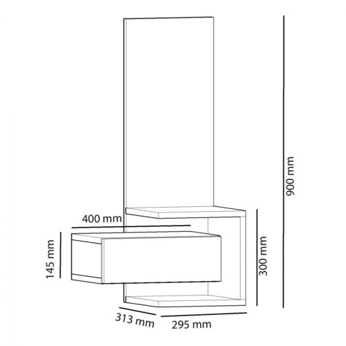 Consola raft pentru hol cu oglinda sonoma gri carbune 49.1x31.3x90 cm3