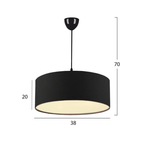 Lampa cu abajur textil negru 38x20x71 cm2