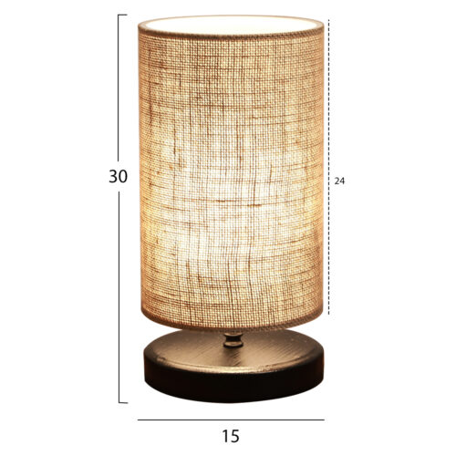 Lampa de masa baza lemn negru bej 24x15x30 cm2
