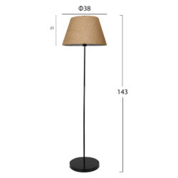 Lampa de podea cu brat metalic negru bej 21x38x143 cm2