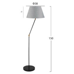Lampa de podea cu brat reglabil negru gri 21x38x155 cm2