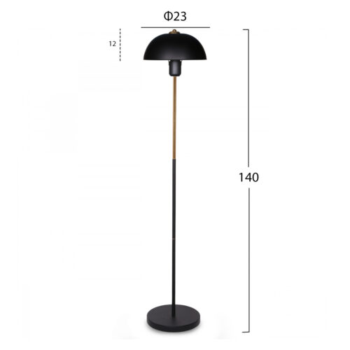 Lampa de podea stalp metalic negru auriu 12x23x140 cm2