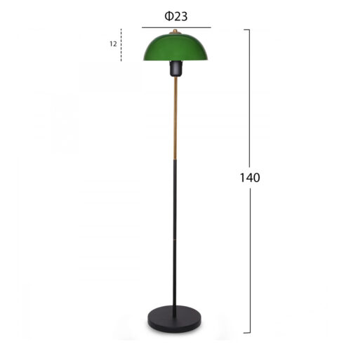 Lampa de podea stalp metalic negru auriu verde 12x23x140 cm2