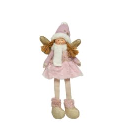 Figurina fetita ingeras roz textil picioare atarnate 35 cm