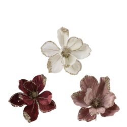 Floare artificiala Craciunita roz bordo clips 20x15 cm