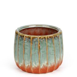 Ghiveci din ceramica antichizat verde maro 10x9 cm