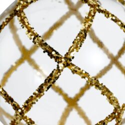 Glob sticla transparenta linii auriu sclipici 8 cm2
