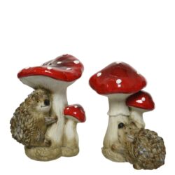 Decoratiune ceramica ciuperca cu arici 18 cm