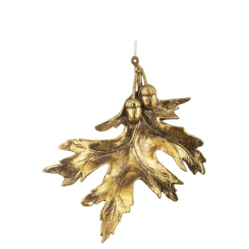 Decoratiune frunza agatatoare auriu 20.5x17.5x4 cm