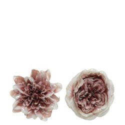 Floare artificiala clips trandafir dalie roz 15 cm