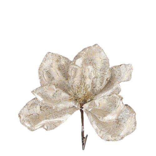 Floare artificiala magnolia clips auriu 4x18 cm