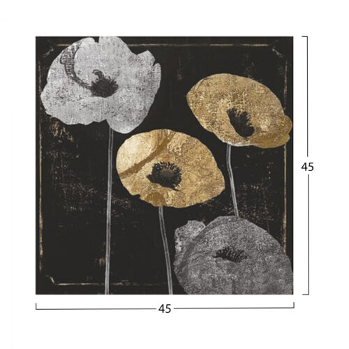 Tablou canvas model flori negru auriu 45x45 cm2