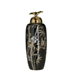 Vaza ceramica cu capac negru auriu 17x47 cm