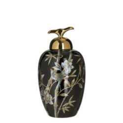 Vaza ceramica cu capac negru auriu 20x39 cm