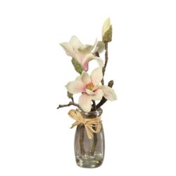Aranjament magnolia artificiala crem-roz – 23 cm