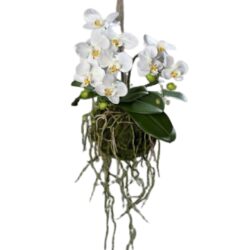 Aranjament orhidee artificiala cu sfoara – 43 cm