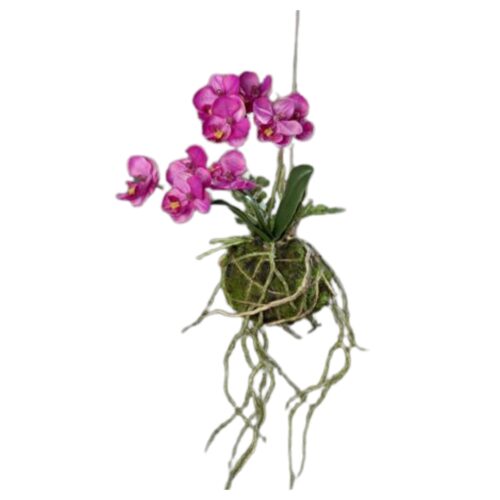 Aranjament orhidee artificiala mov cu sfoara – 26 cm
