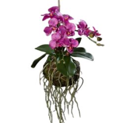 Aranjament orhidee artificiala mov cu sfoara – 43 cm