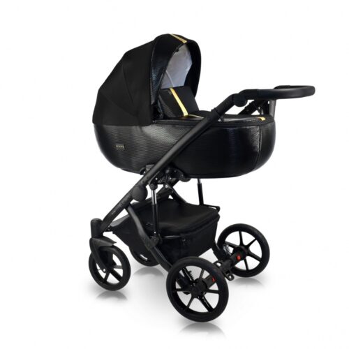 Carucior copii 3 in 1, reversibil, complet accesorizat, 0-36 luni, Bexa Air Pro Black Gold Mat