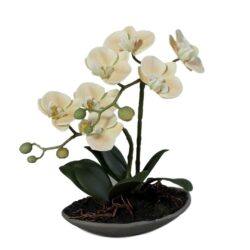 Orhidee artificiala somon in ghiveci ceramic – 30 cm