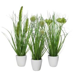 Set x3 iarba artificiala decorativa verde in ghiveci – 36 cm