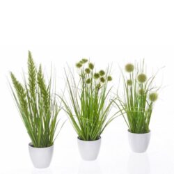 Set x3 iarba decorativa artificiala verde in ghiveci – 38 cm