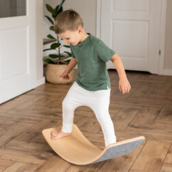 balance board placa de echilibru din lemn pentru copii cu fetru presat gri meowbaby 65 86008679