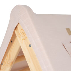 casuta tip cort pentru copii cu o scara de 60x61 cm pliabila lemn natur viscoza alb roz montessori meowbaby 224270