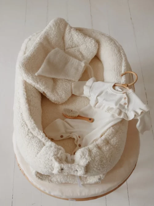 suport de dormit babynest premium bumbac organic si tesatura boucle crem teddy by babyly 80x50 cm copie 039143