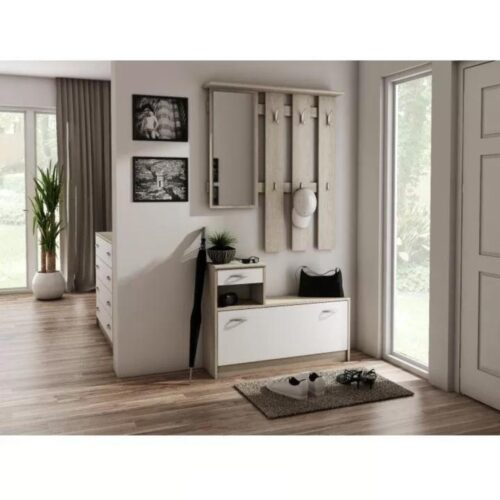 Set mobilier hol Filio stejar alb 90x22x116 cm22