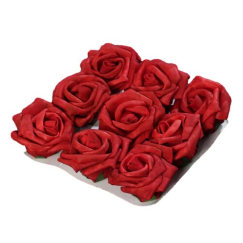 Set x9 capete trandafiri artificiali rosii – 7 cm