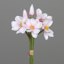 buchet x6 magnolia artificiala alb roz 28 cm 2063