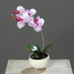 orhidee artificiala alb mov in ghiveci ceramic 25 cm 1031