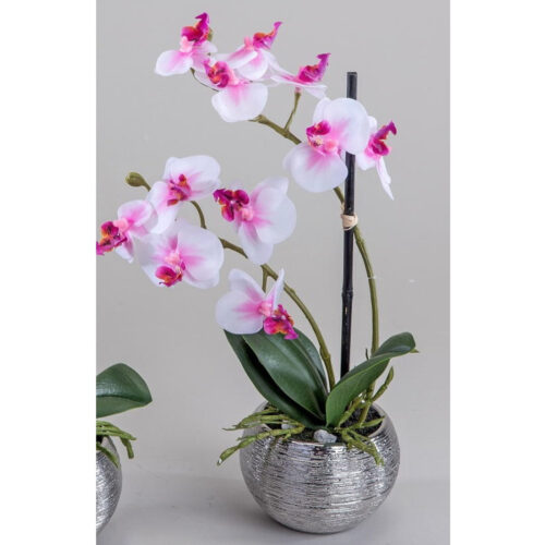 orhidee artificiala alb roz in ghiveci ceramic 30 cm 854