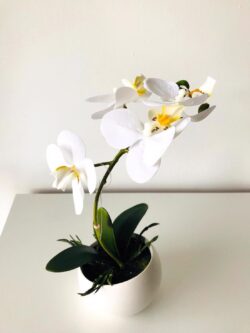 orhidee artificiala alba in ghiveci ceramic 25 cm 848