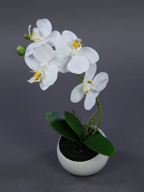 orhidee artificiala alba in ghiveci ceramic 25 cm 849