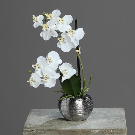 orhidee artificiala alba in ghiveci ceramic 30 cm 856