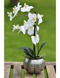 orhidee artificiala alba in ghiveci ceramic 30 cm 858