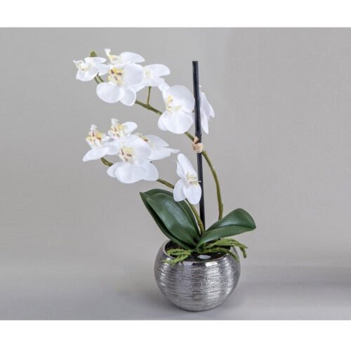 orhidee artificiala alba in ghiveci ceramic 30 cm 861