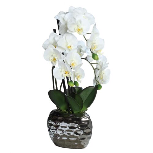 orhidee artificiala alba in ghiveci ceramic 50 cm 837