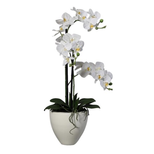 orhidee artificiala alba in ghiveci ceramic 70 cm 1135